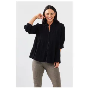 Top Scarlett Shirt -Black Linen Viscose