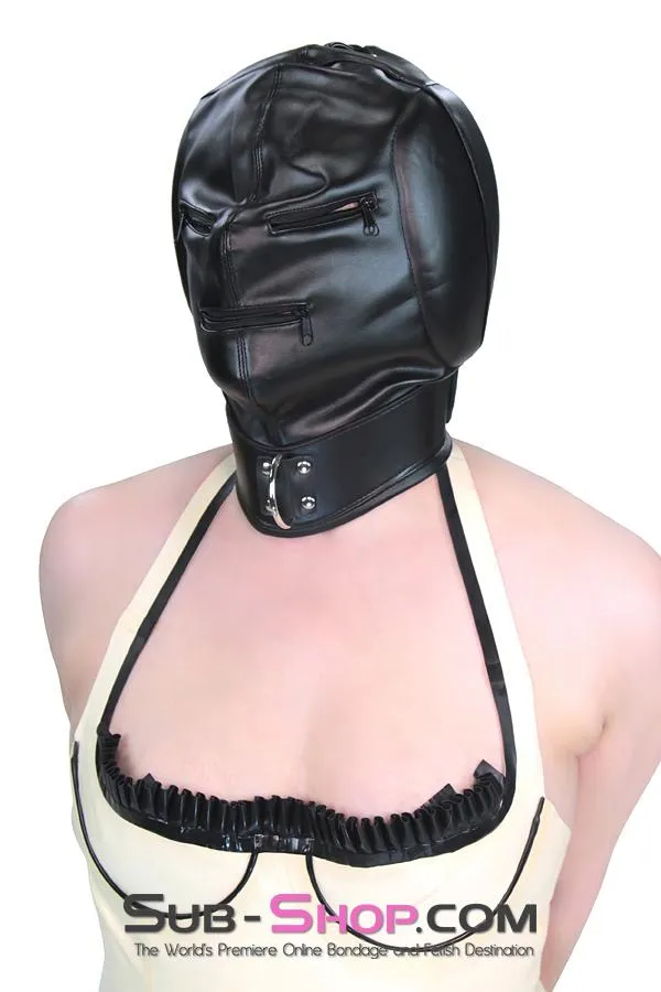 2286ZG      Sensory Deprivation Zippered Eyes and Mouth Hood with Ear Pads