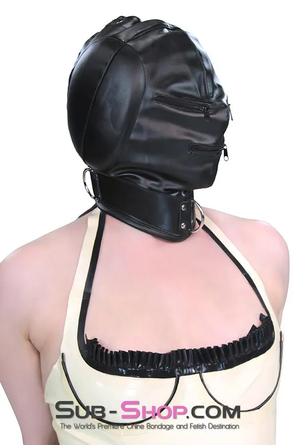 2286ZG      Sensory Deprivation Zippered Eyes and Mouth Hood with Ear Pads