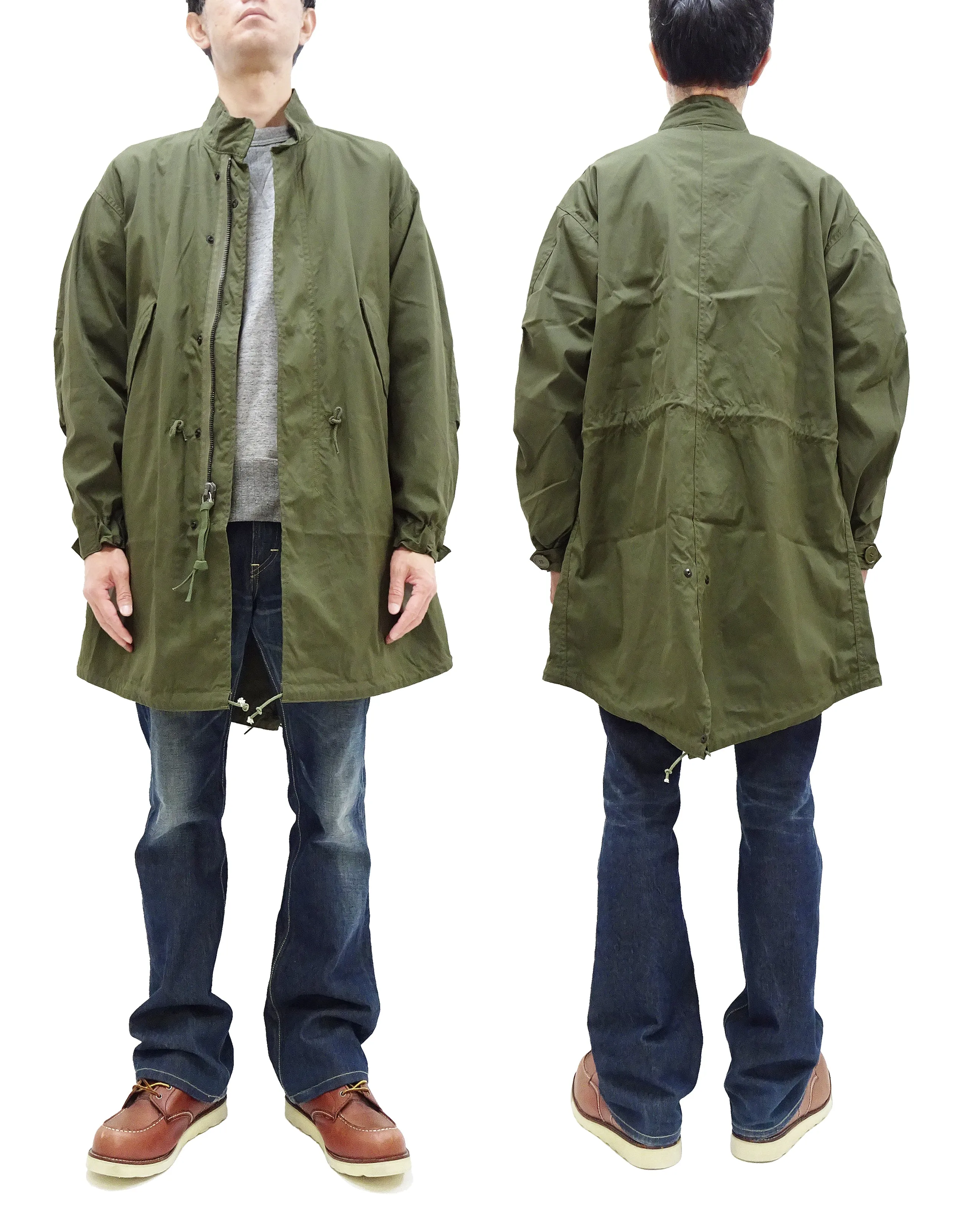 Buzz Rickson M-65 Coat (No Hood, No Liner) Men's Casual Reproduction of US Army M65 Lightweight Fishtail Overcoat BR14719 Olive