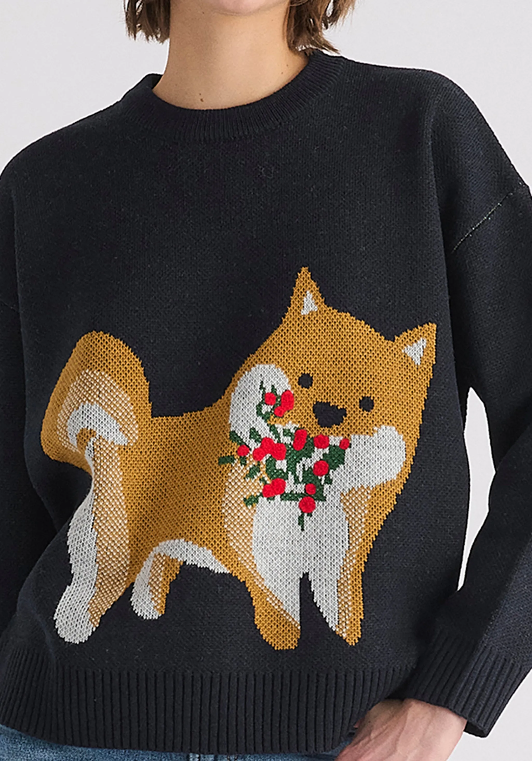 Christmas Jumper with Dog and Mistletoes