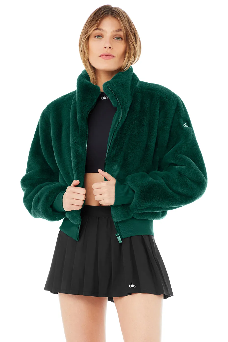 Faux Fur Foxy Jacket - Dark Emerald