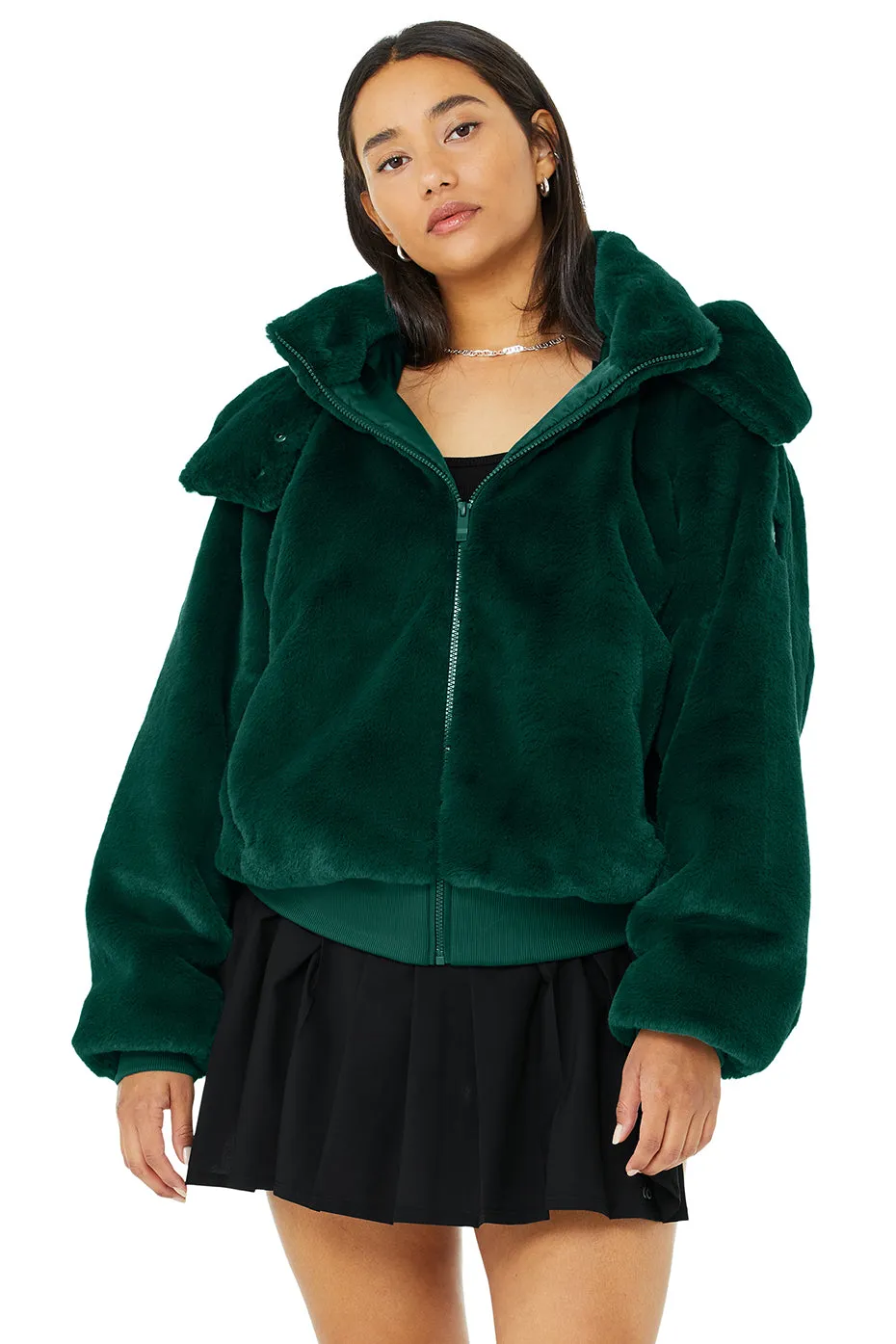 Faux Fur Foxy Jacket - Dark Emerald