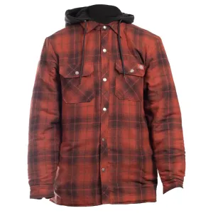 Fleece Hood Flannel Shirt Jacket - Brick by Dickies