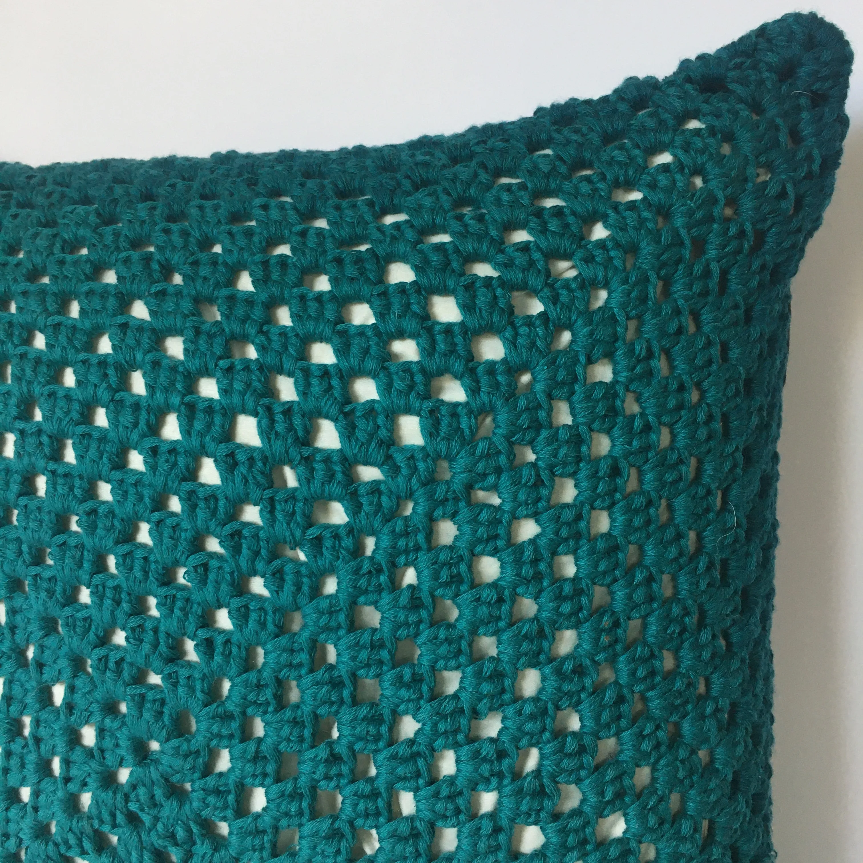 Hand Made Holey Cushion - Teal,