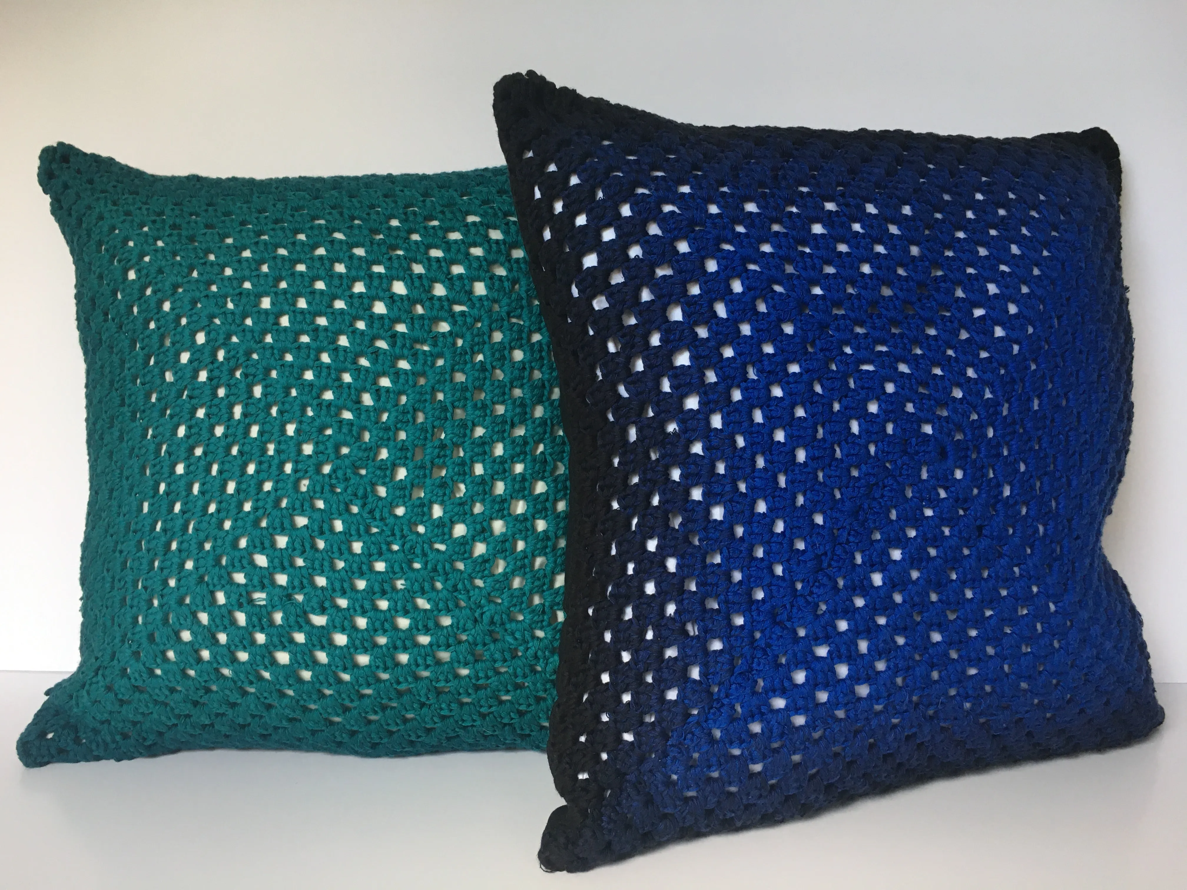 Hand Made Holey Cushion - Teal,