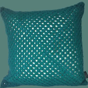 Hand Made Holey Cushion - Teal,