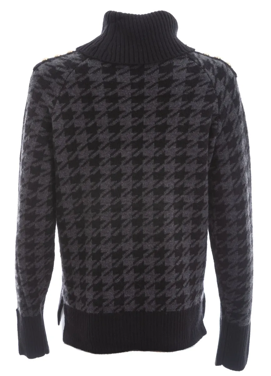 Holland Cooper Heritage Knit Jumper in Grey Houndstooth