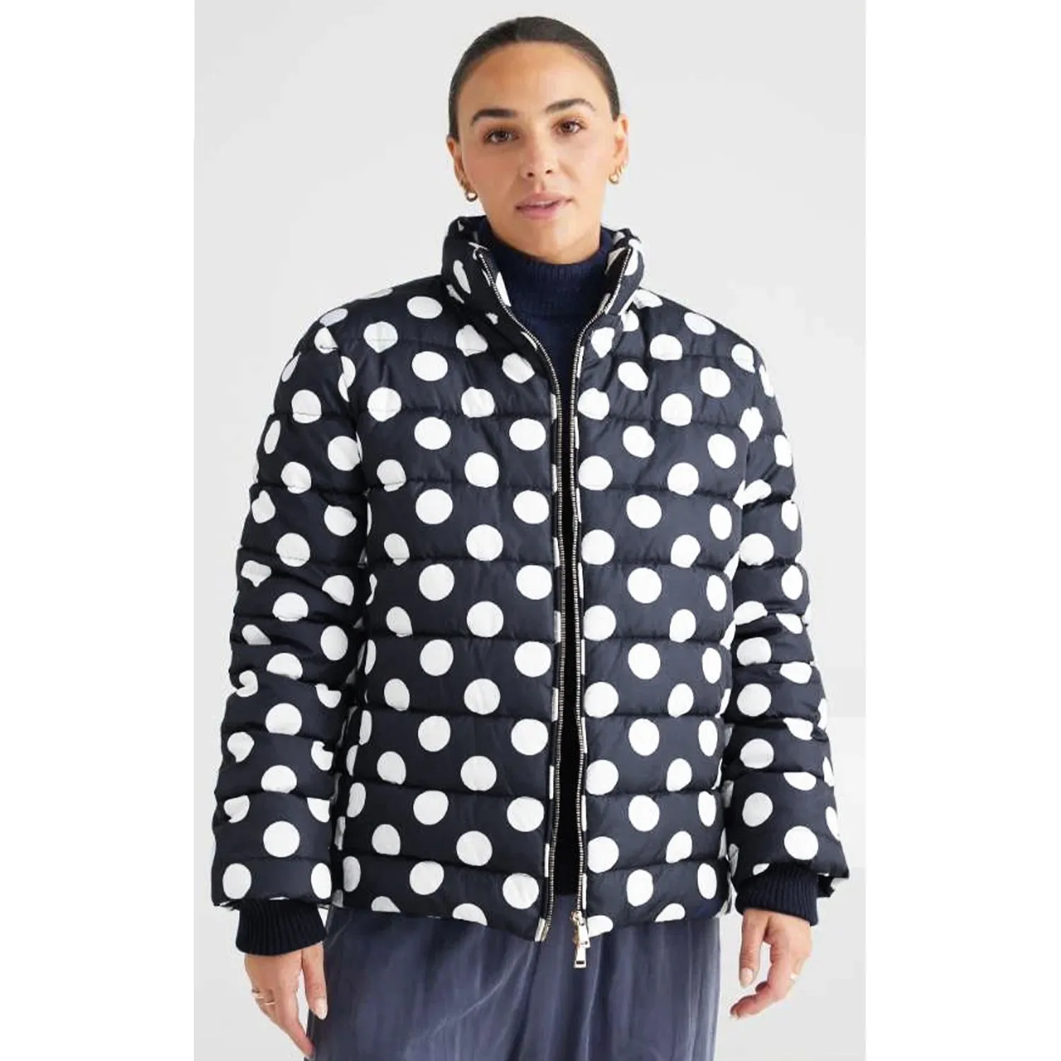 Jacket Sillian Puffer - Black & White Spot