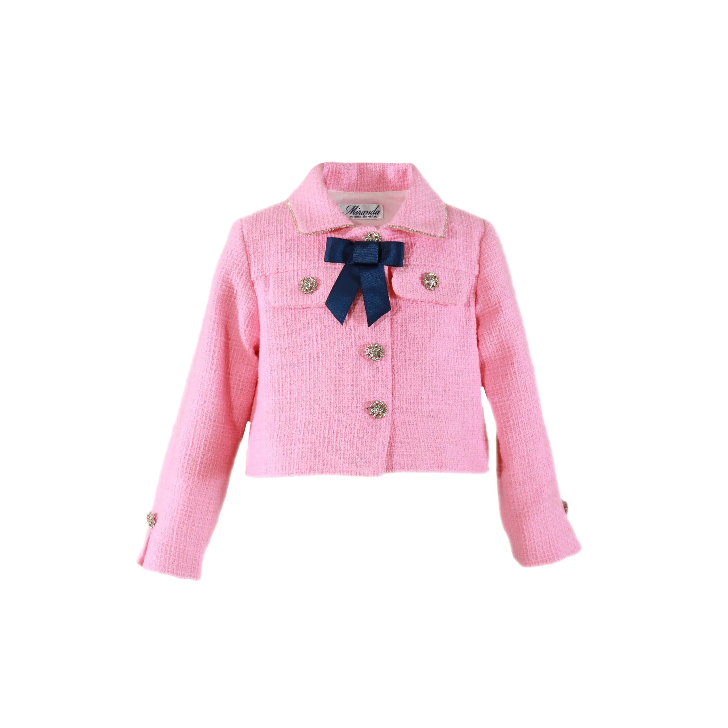 Miranda AW24 - Girls Pink and Navy Skirt, Jacket and Blouse Set 227-2-F