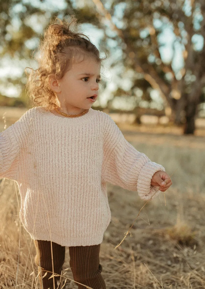 Organic Textured Pullover- Pink Salt