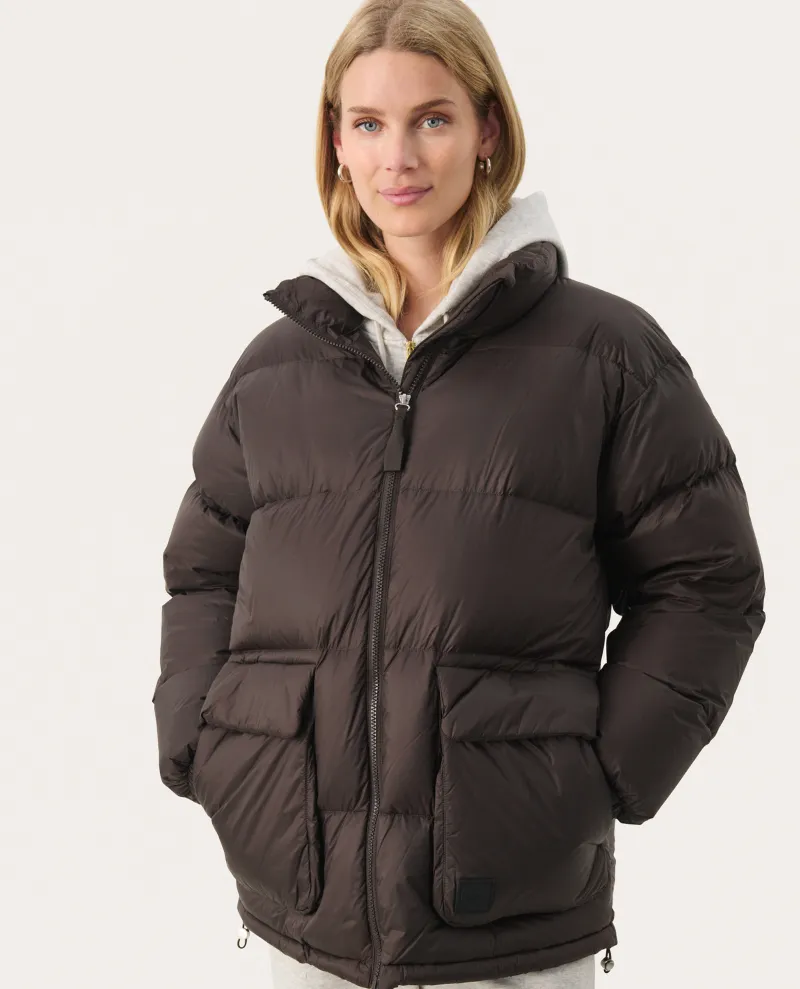 Part Two Leila Dark Chocolate Brown Puffer Jacket - UK14