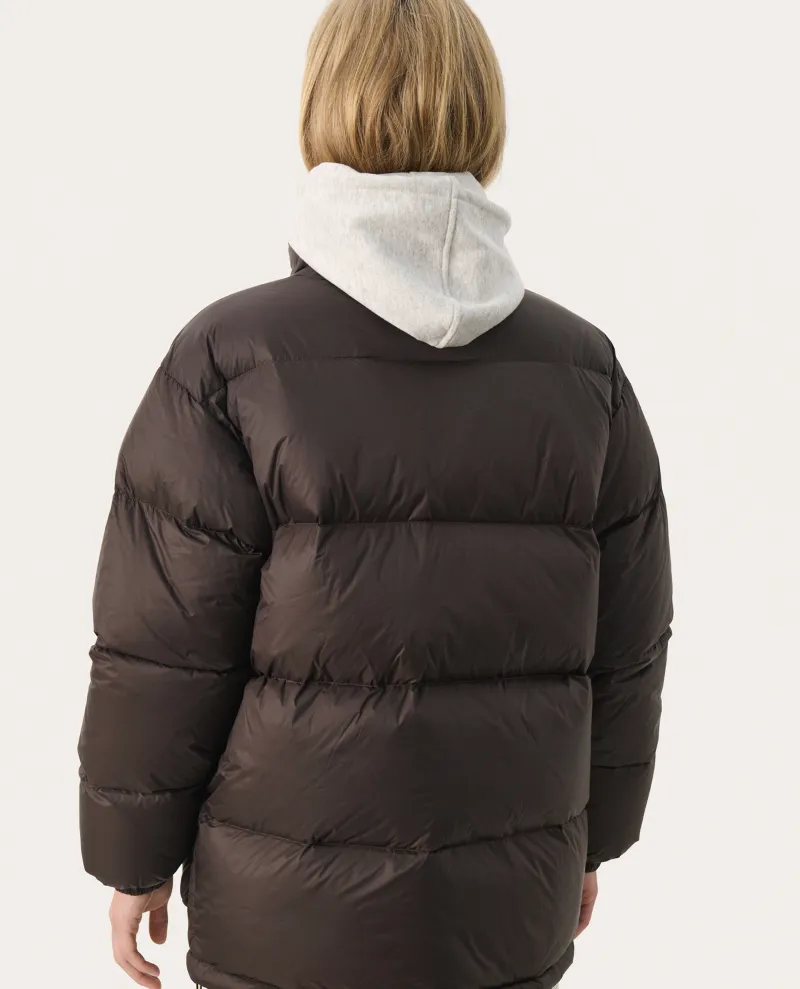 Part Two Leila Dark Chocolate Brown Puffer Jacket - UK14