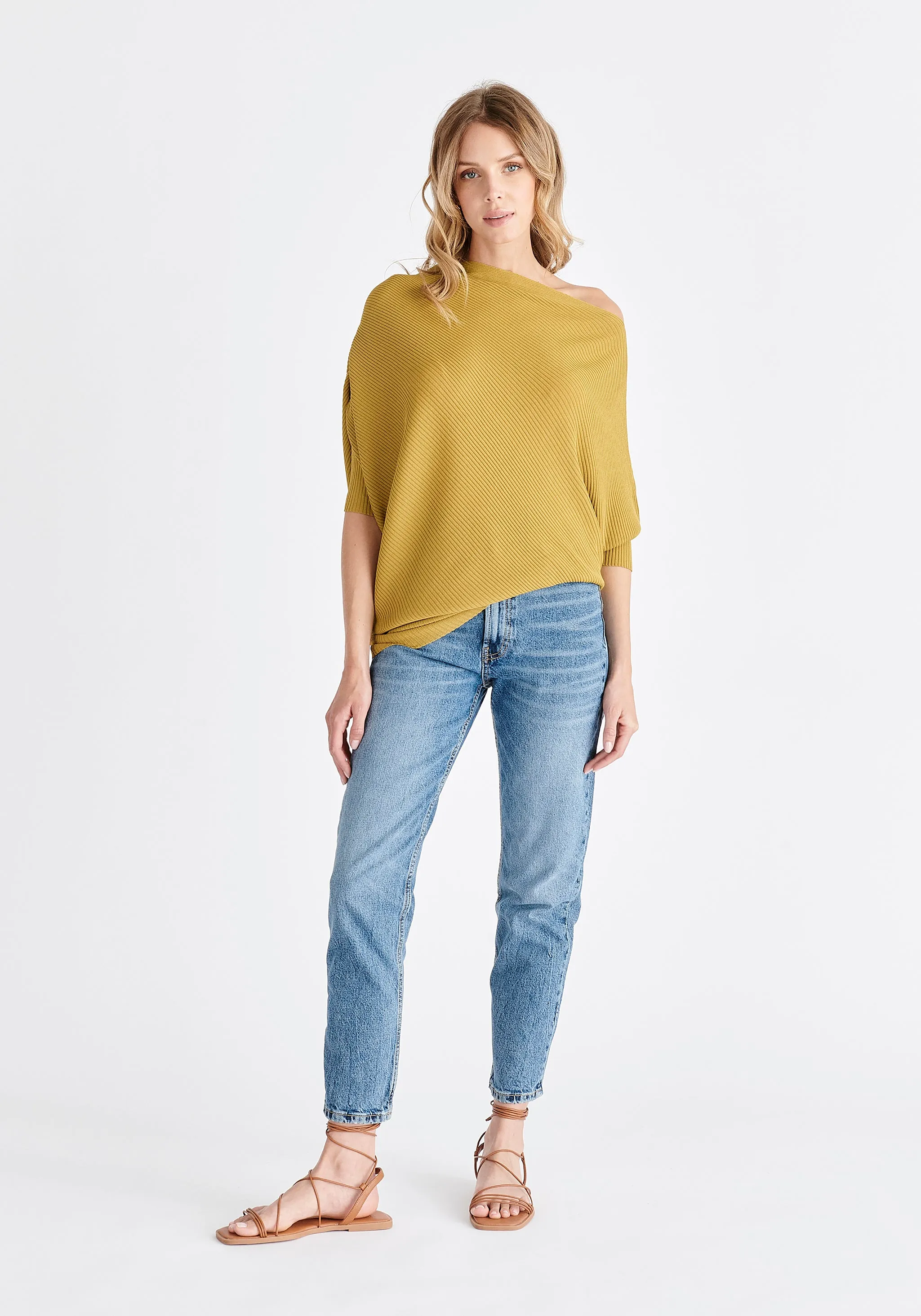 Ribbed Draped Knitted Top