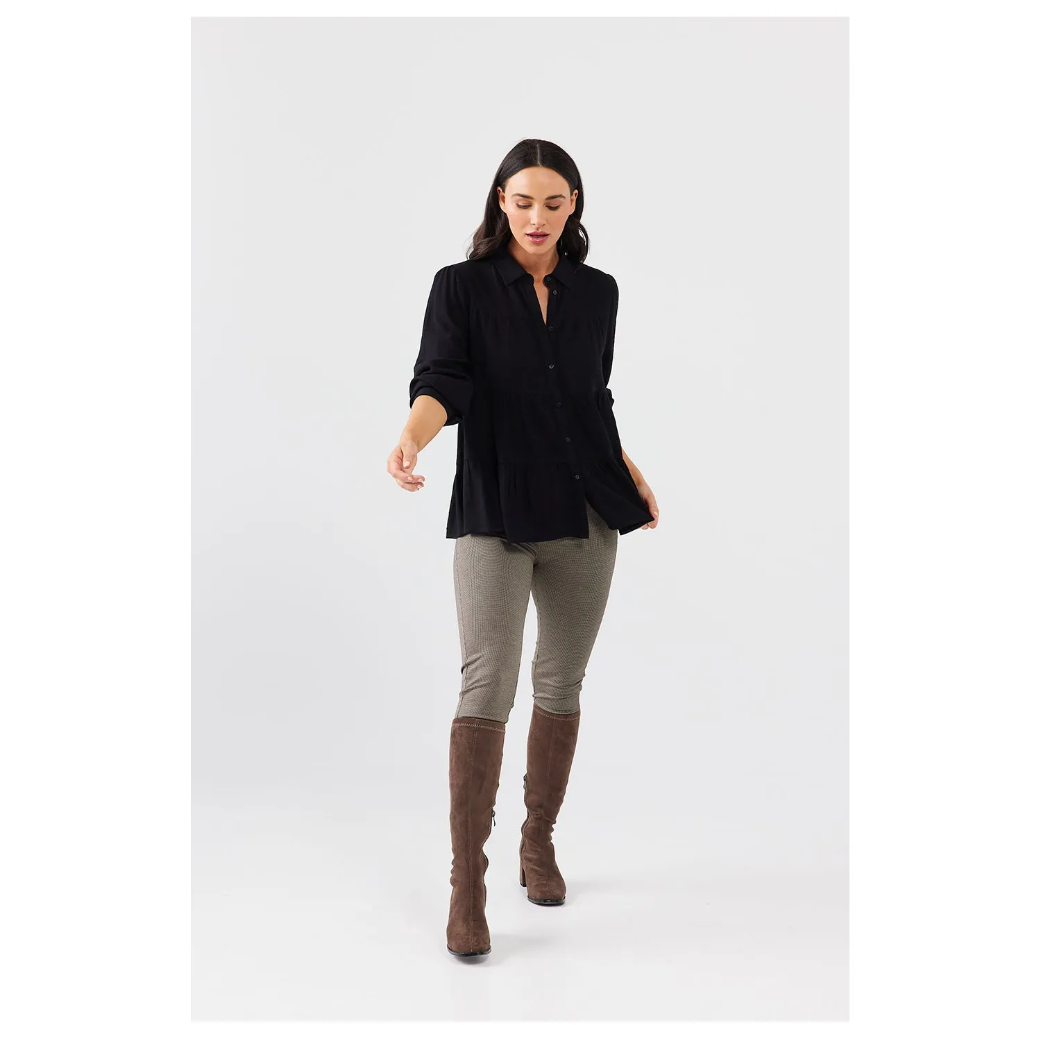 Top Scarlett Shirt -Black Linen Viscose