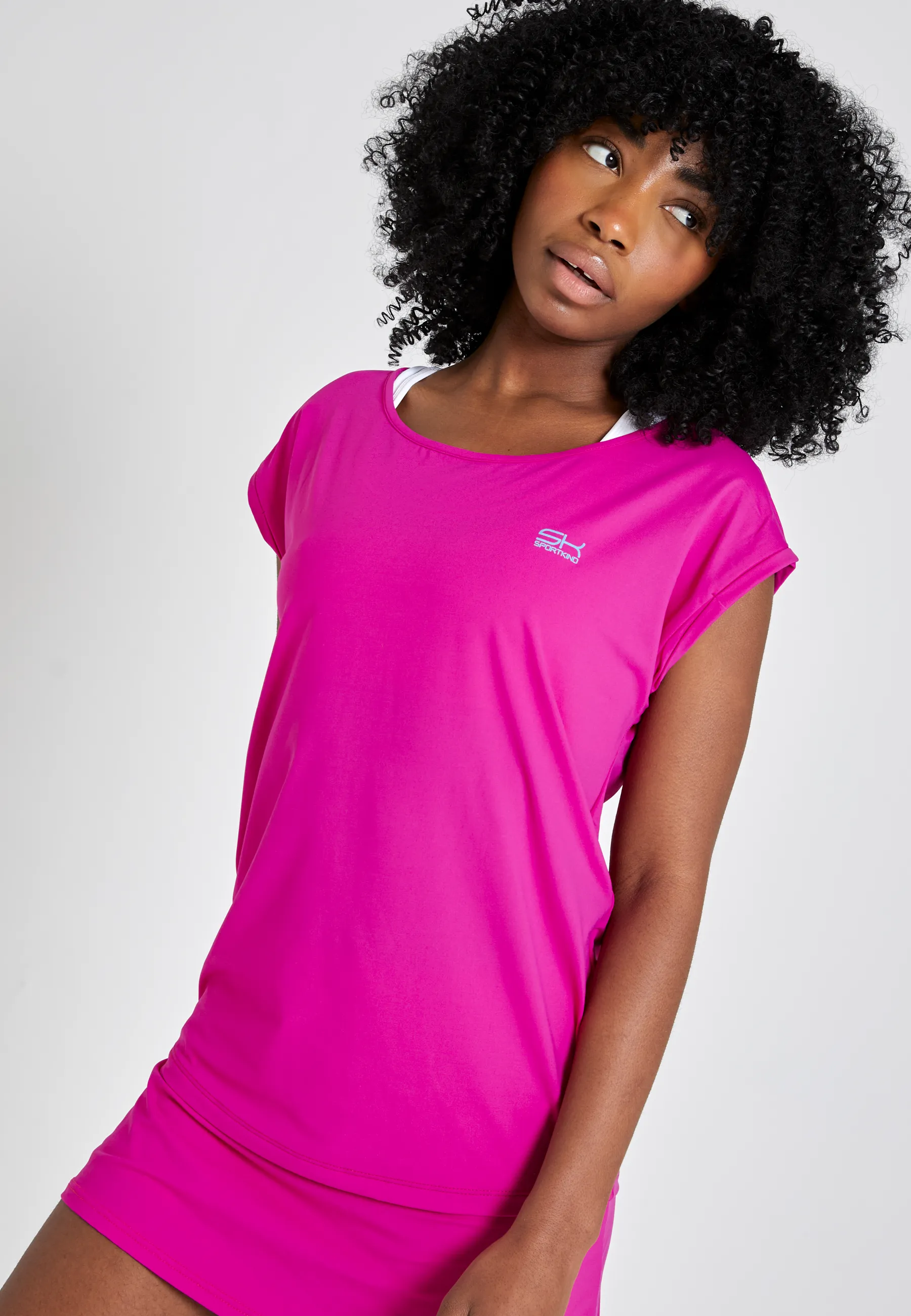 Women Tennis Shirt loose-fit, berry pink