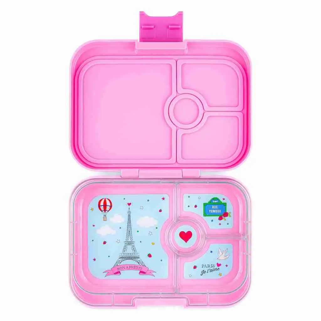 Yumbox Panino 4 Compartment Bento Box: Fifi Pink - Je Taime Paris Tray